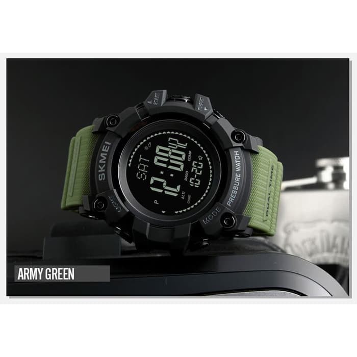 Jam Tangan Cowok / SKMEI Altimeter Original Jam Tangan Pria Outdoor Anti Air 1358 - ARMY Terbaru