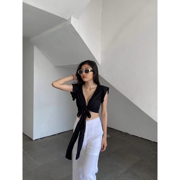 BEFAST - ZEC OOTD Wanita Blouse IRISH / Lizy Wrap RAYON DIAMOND Top / Blouse Ikat / Blouse Crop Remaja Wanita / Blouse Polos Kekiniaan Wanita Remaja / Blouse Ke Pantai / Terbaru / Termurah