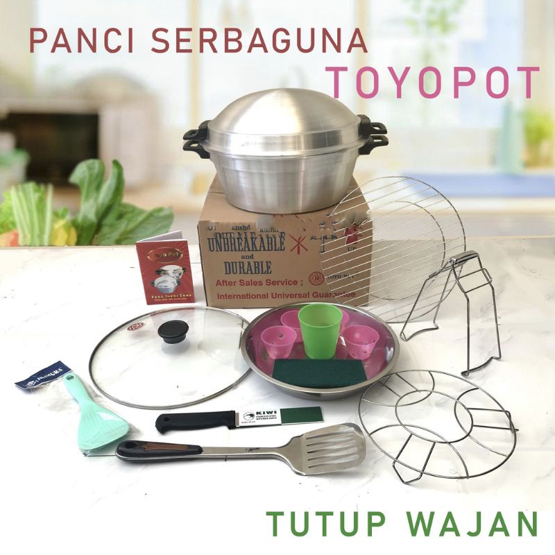 Panci serbaguna +tutup wajan cekung tebal + tutup kaca /panci tatung