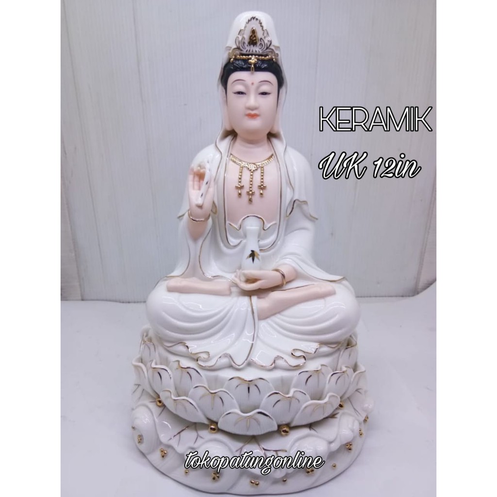 Patung Kwan Im Keramik Taiwan 12in 21AB