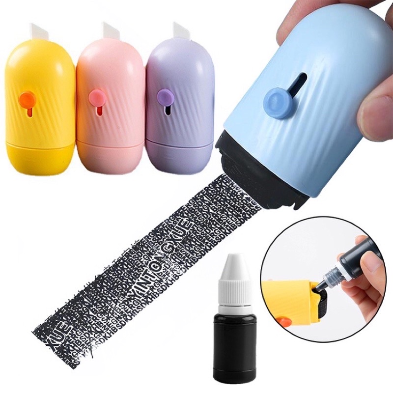 

Minzy - 2IN1 ID Protection Roller Stamp with Ceramic Cutter Penutup Identitas dengan Pisau / Roller Stempel Pelindung Data Diri / Thermal Paper Correction Aesthetic / Roller Stamp + cutter 2in1