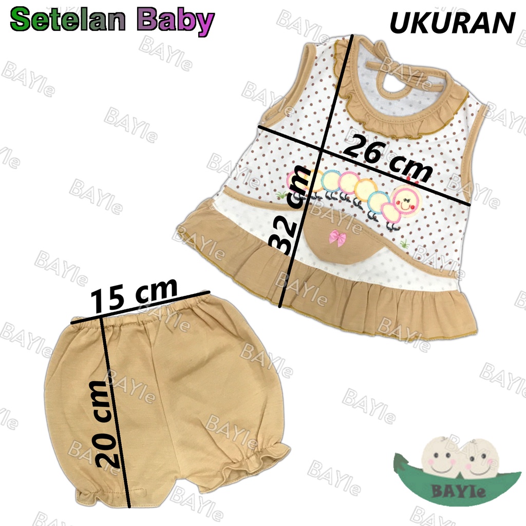 BAYIe - Setelan Baju bayi/Anak Perempuan motif ULAT PLANET KIDS usia 0 - 6 bulan / Pakaian anak Cewek