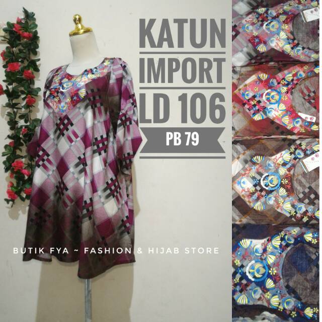 Blouse Atasan Baju Wanita Cewek Perempuan Katun Import Gradasi Aplikasi Bordir Jumbo