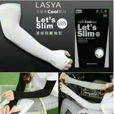 Manset Tangan Lengan Panjang outdoor korea lets slim Aqua x cool / Manset Tangan Olahraga-Putih
