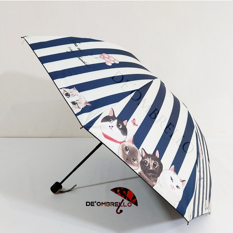 （392）Payung Lipat 4 Rk.Balik Fancy Motif Cat You Are My Sunshine Anti UV