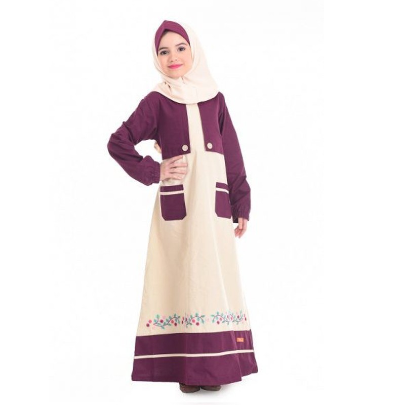 PROMO: GAMIS ANAK NIBRAS NSAP 29, GAMIS ANAK PEREMPUAN, DRESS ANAK PEREMPUAN (COKLAT MUDA)