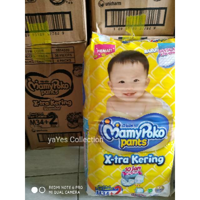 Mamypoko M 32/34  baby pants Momypoko M32/34  celana popok bayi sekali pakai xtra kering 10 jam