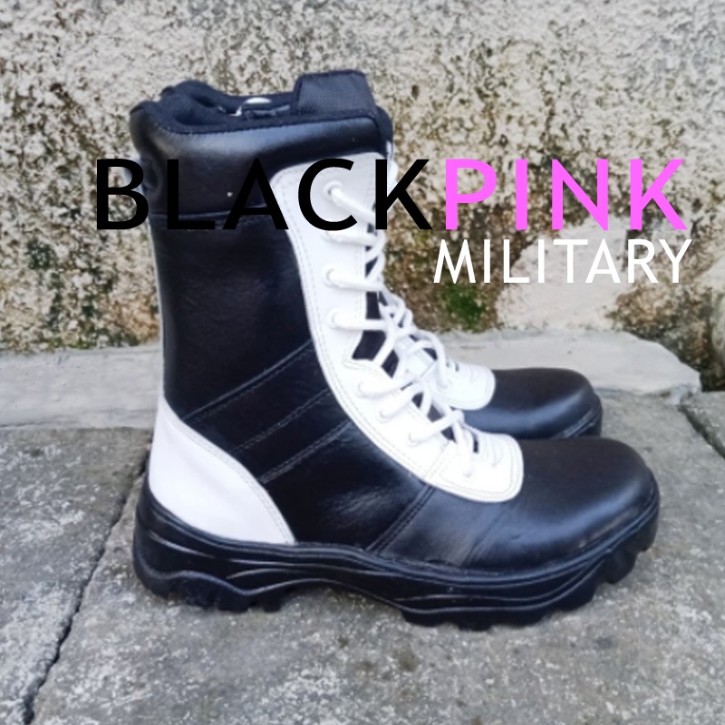 BlackPiinkMilitary        Sepatu Boots PDL Zimzam Polri Kilap Tanpa Semir Kulit - Putih, 39