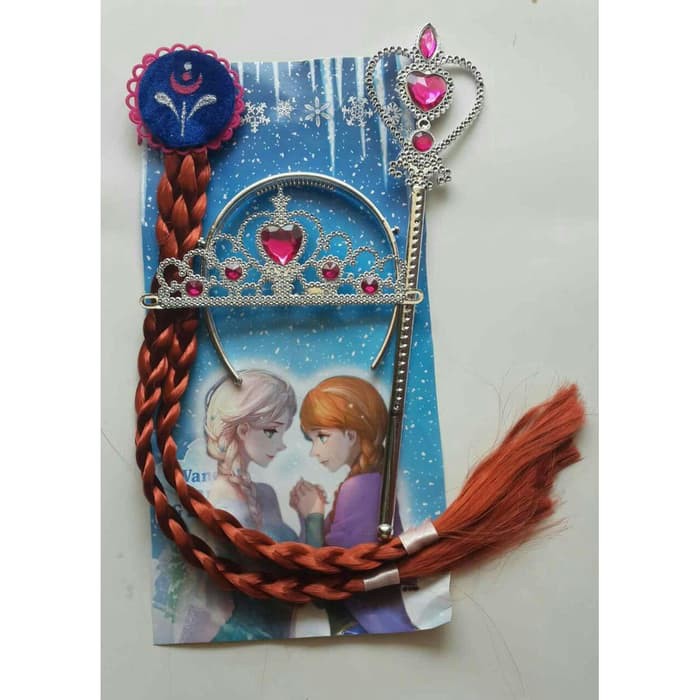 Set Mahkota Anak Cewe Frozen 3in1 / Princess Anna Crown Set COKLAT