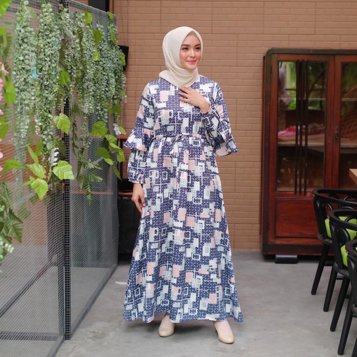 PREMIUM BAJU GAMIS BAHAN MAXMARA LUX PREMIUM SHAFIYA DRESS - SM, NAVY