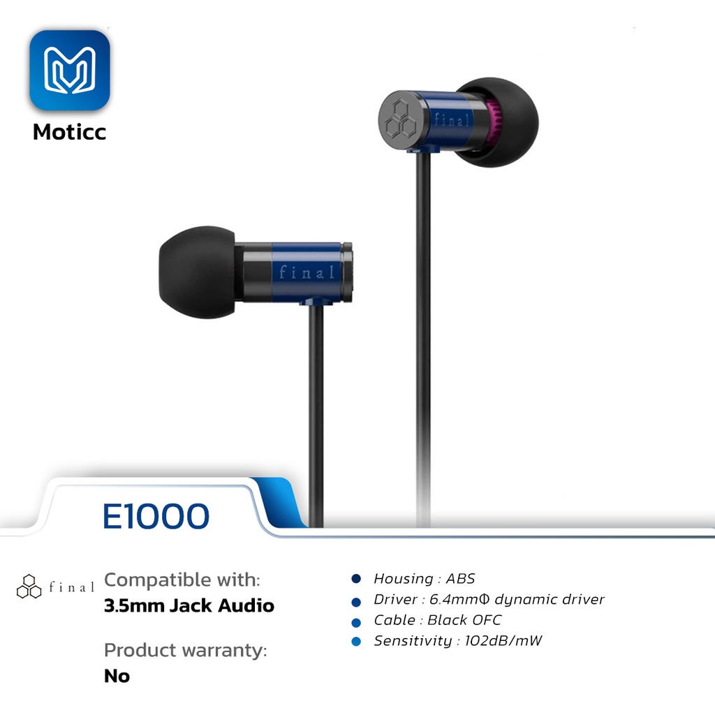 Final Audio E1000 / E 1000 Hi-Res In Ear Earphone