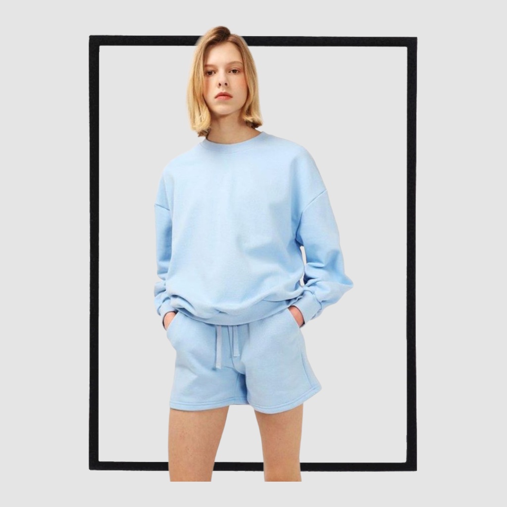 SWEATER_ID Basic Sweater Crewneck Biru Baby Polos Prian Dan Wanita Terbaik