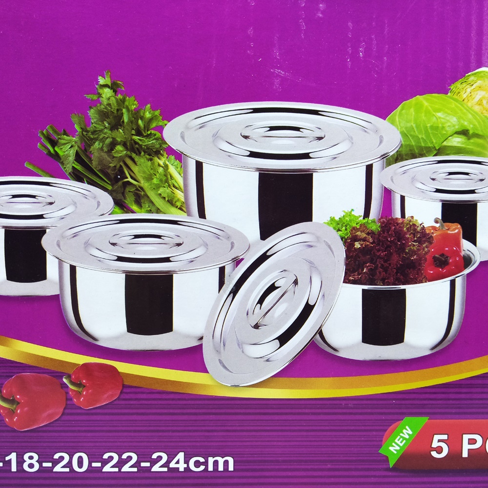FM - Panci Set Stock Pot 5 pcs Stainless Steel Ware / anti lengket