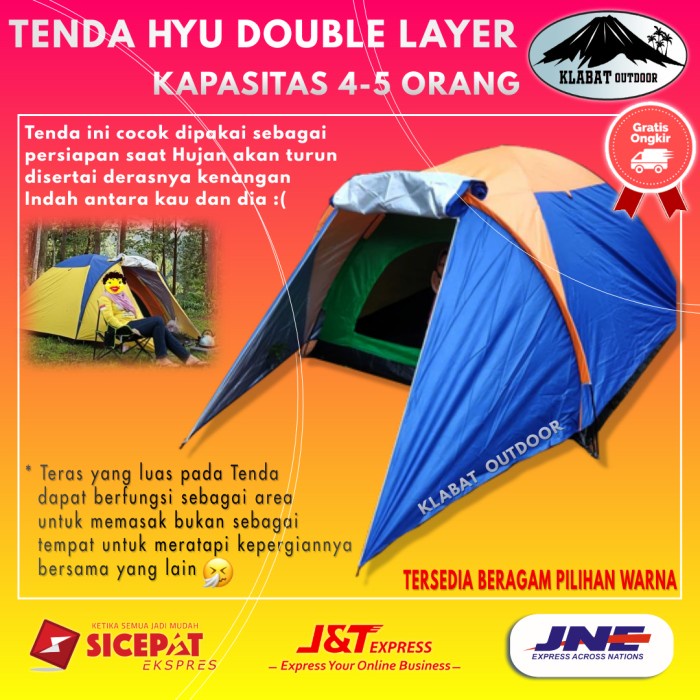 Tenda doble layer kap 4 Orang - Tenda Camping Kemping Dome Dobel Double Layer 4p 4 Orang HYU  Dewasa