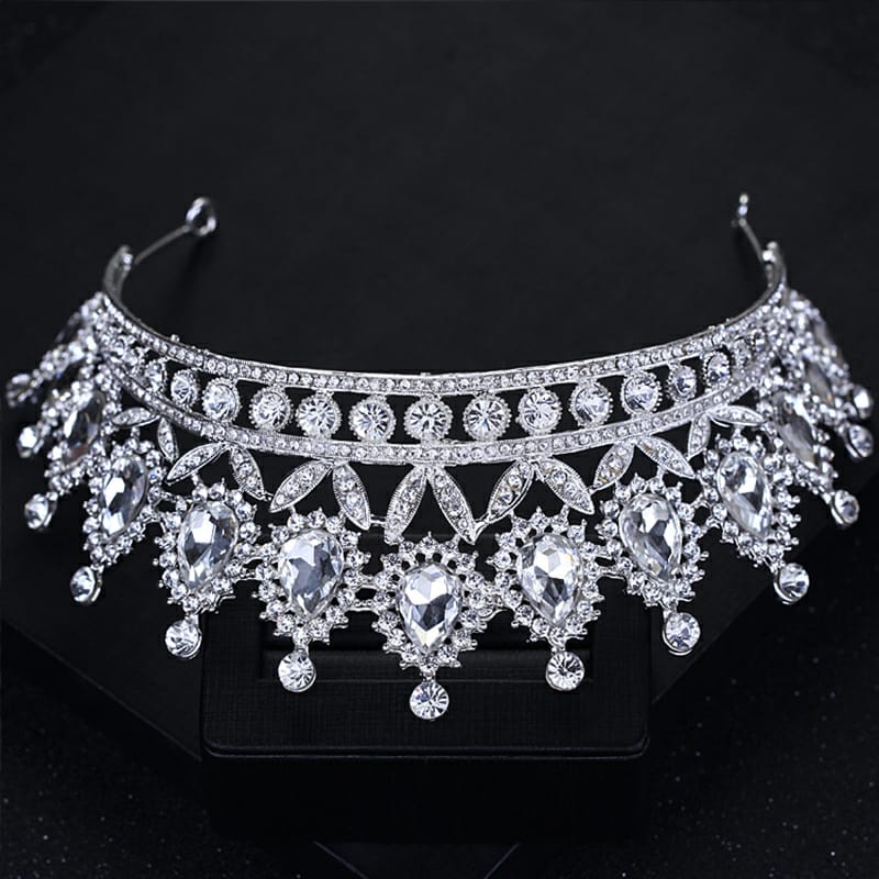 Clara Crown - Rhinestone Crystal Wedding Crown Bride Tiara Princess Queen Diadem - Mahkota Pengantin