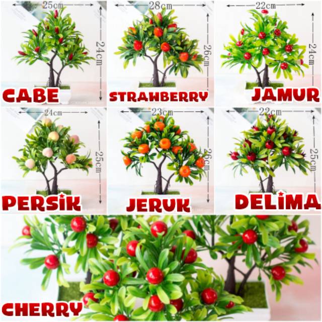 BUNGA PLASTIK TANAMAN BUAH -SAYUR + POT BUNGA DECORATION CHILI ORANGE PEACH ARTIFICIAL-1
