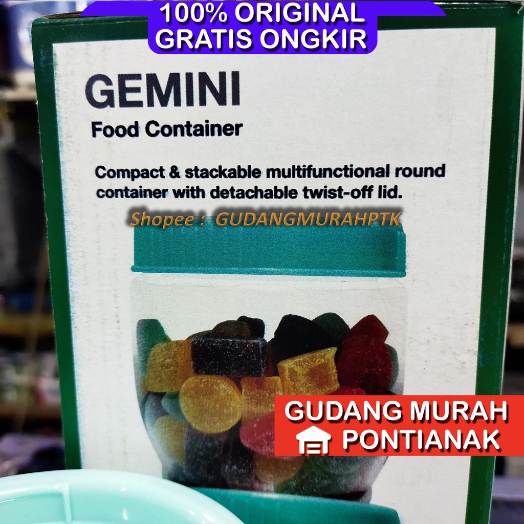 Toples Kue roti serbaguna 2 PCS / 2 Buah GEMINI FOOD CONTAINER satu pasang Tempat Wadah Toples Makanan Food Grade 700ml dan 500ml