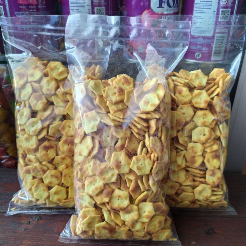 

cracker hexa, Snack jadul, kue segi lima 250g