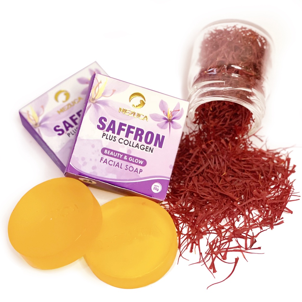 Mezuca Sabun Saffron Plus Collagen 20gr Facial Soap Anti Jerawat Pemutih Beauty Glow Glowing