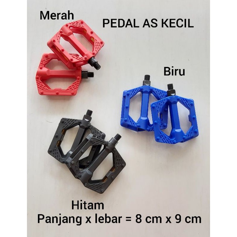 PEDAL SEPEDA AS KECIL UKURAN BAN 20,24,26,27,28 JENGKI, CTB , MINI WARNA BIRU MERAH HITAM TURANZA
