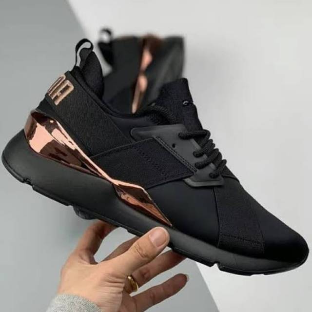 puma muse satin rose gold black