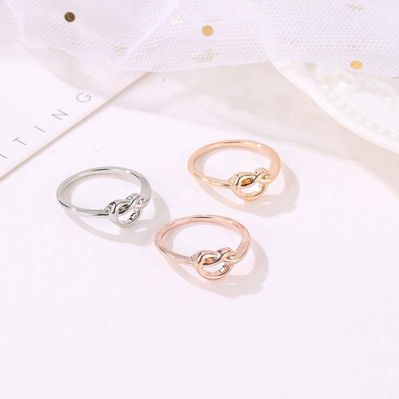 Temperamen Korea Selatan Sederhana Cinta Hampa Peach Cincin Berbentuk Hati Pembukaan Cincin