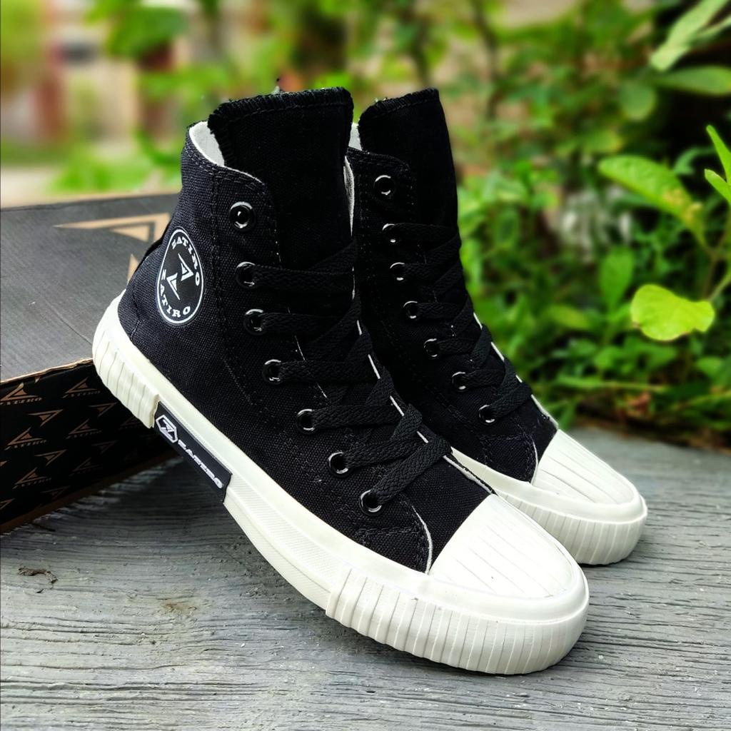 Sepatu Zatiro Sneakers ZT2 High Tinggi Sekolah BNIB Lokal Premium Quality ZT Hitam Simple Pria Wanita Unisex