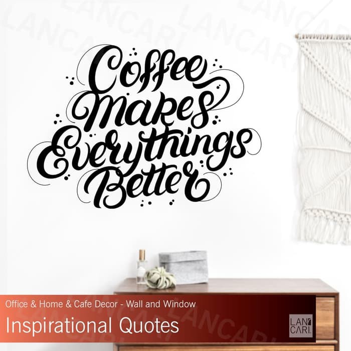 Sticker Cutting Coffee Kopi Decal Stiker Cafe Dinding Kaca Kafe Quotes - Putih LANCARI stiker dindin