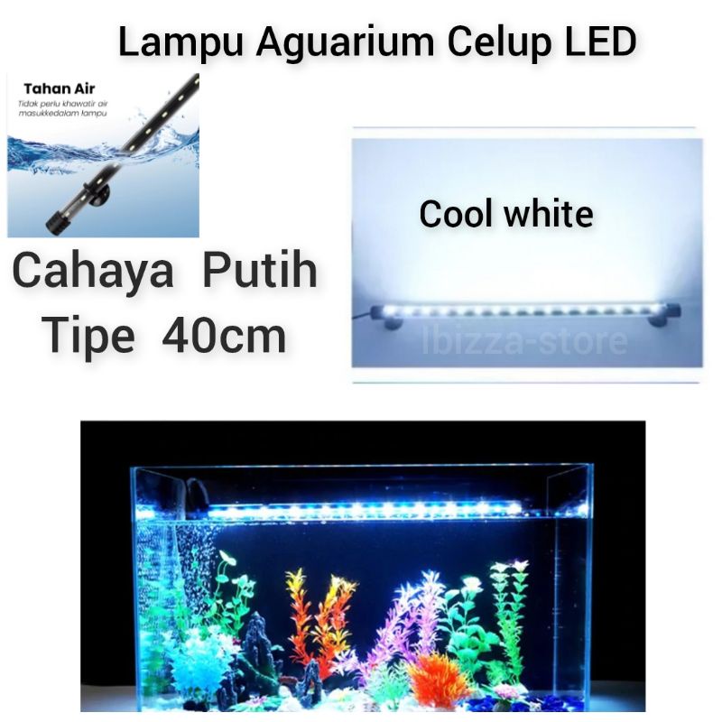 Lampu Aquarium Akuarium aguarium LED Celup 20cm 30cm 40cm  PUTIH / biru /  Warna Warni RGB-ibz