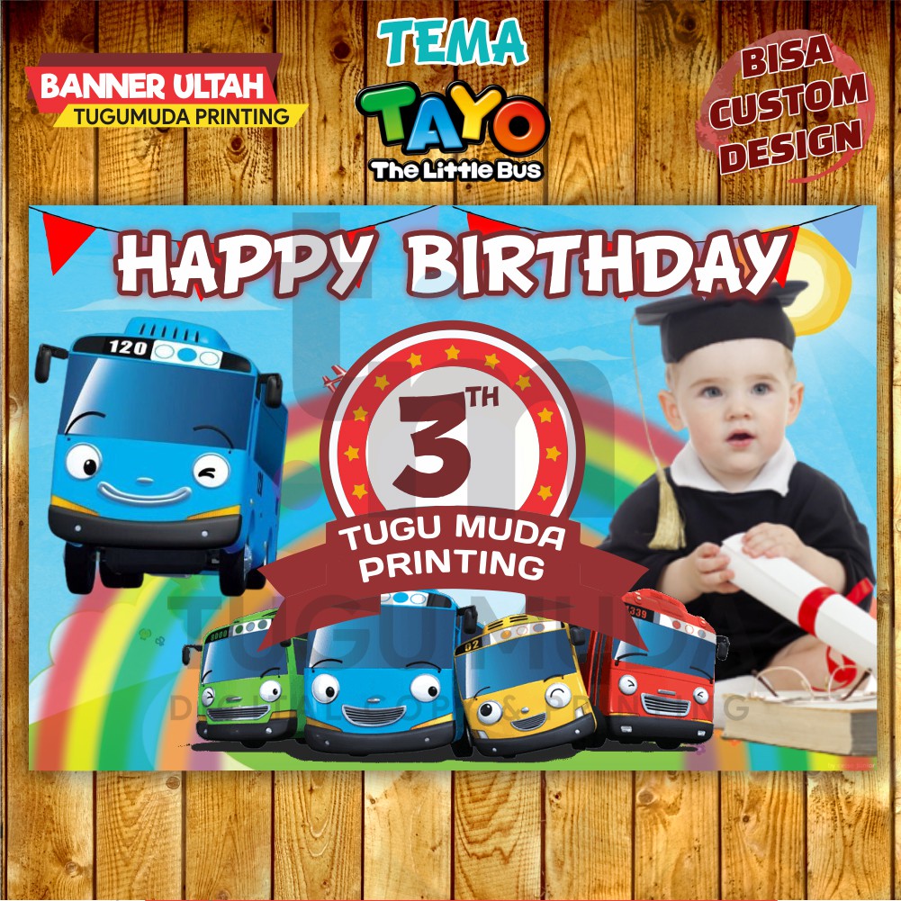 Cetak Banner|Backdrop|Spanduk Ultah/Ulang Tahun Anak - TAYO LITTLE BUS