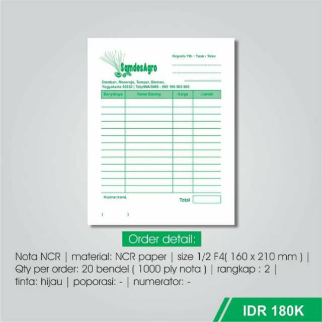 

Nota Toko NCR 2 ply Murah