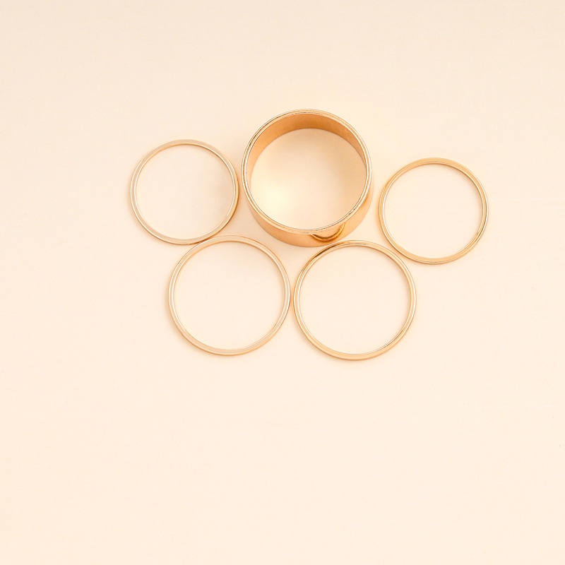 Eropa dan Amerika fashion niche desain dengan 5 glossy cincin kepribadian sederhana gelang cincin wa