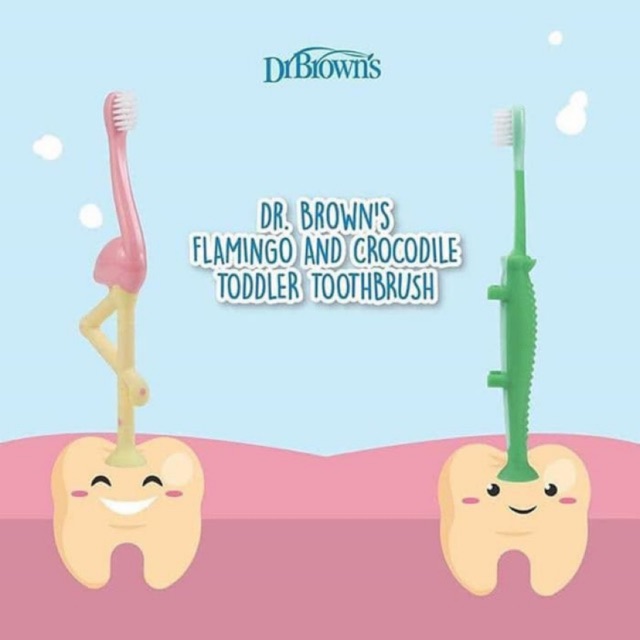 Dr.Brown's Toddler Toothbrush, Flamingo Crocodile 1-pack / Sikat gigi anak