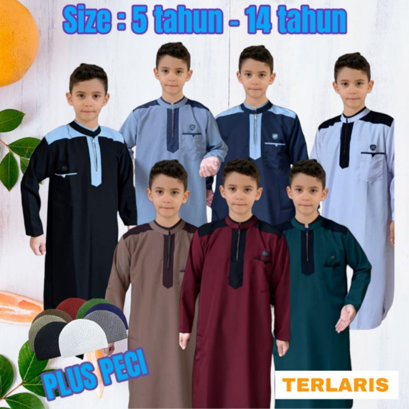 AL-KIROM/ gamis anak PLUS PECI/Jubah anak premium/gamis anak anak