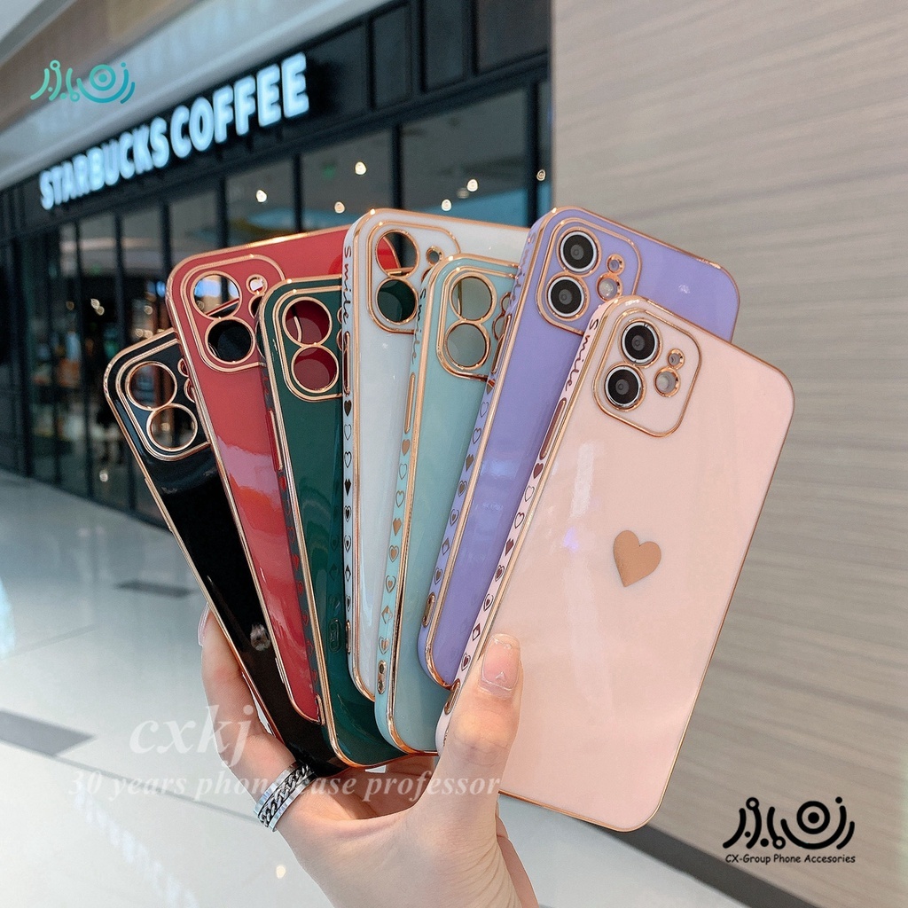 6D Plating phone case for iPhone X XS MAX XR 11 Pro 6+ 6s plus  Electroplated Love Heart silicone shockproof case camera protector back cover