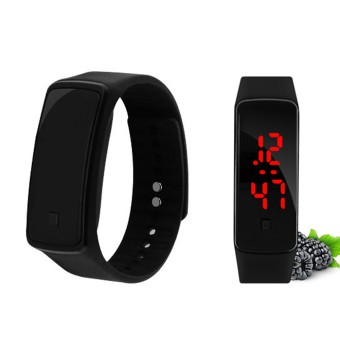 Jam Tangan Digital LED Sport Watch Jam Tangan Olahraga Full Black