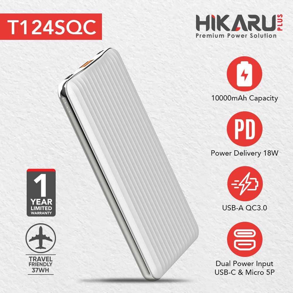 POWERBANK 10.000 mAh T124SQC HIKARU - ORIGINAL