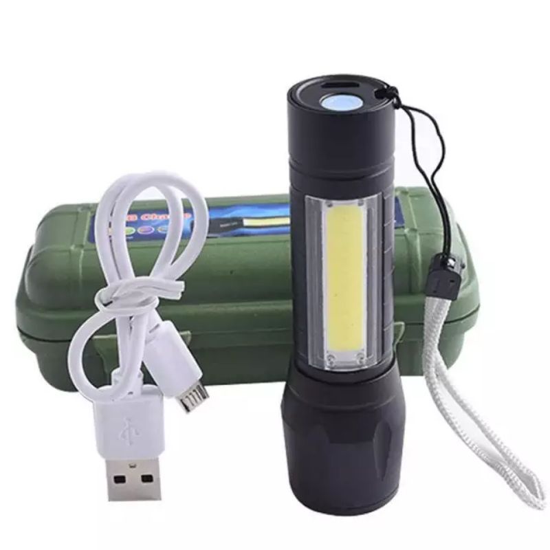 Senter SWAT Mini Zoom Super LED COB Emergency Flashlight Camping