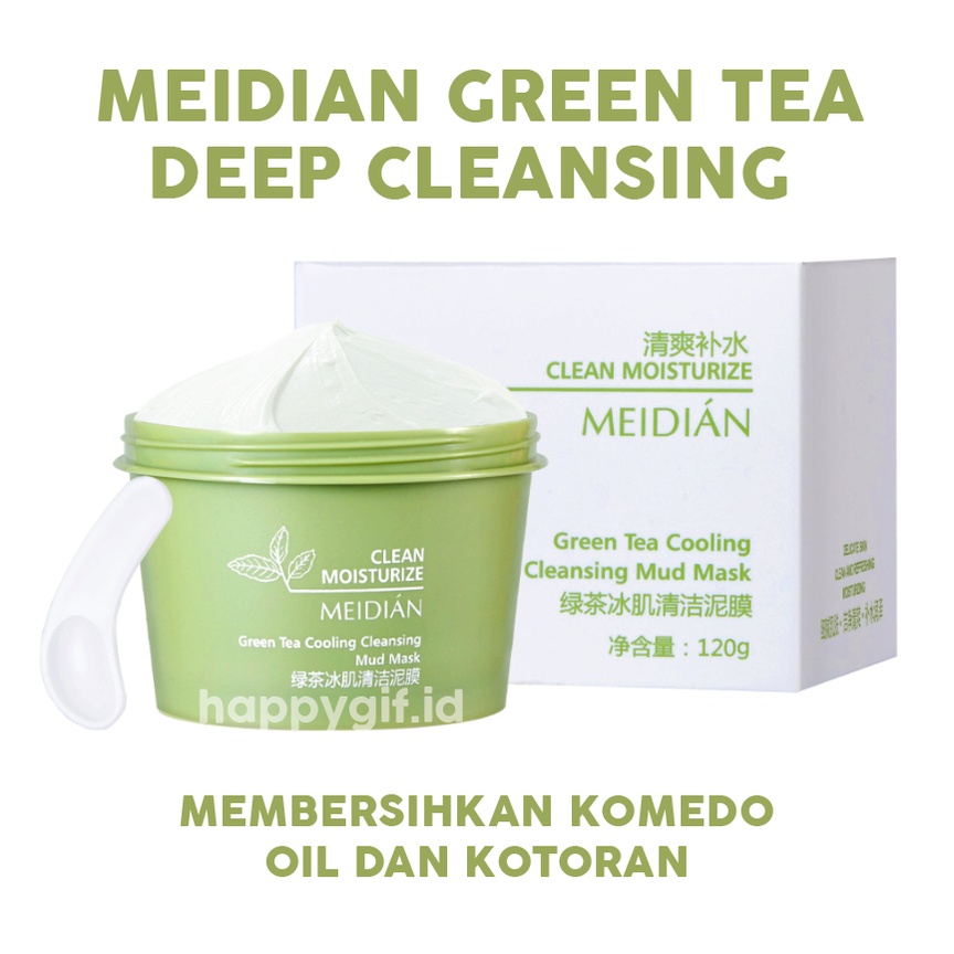 MEIDIAN Green Tea Clay Mask Komedo Greentea Pore Clean Clay Mask Masker 120gr XX033