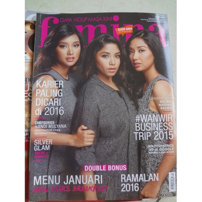 Femina edisi 16 Desember 2016 - 1 Januari 2016 - Cover Salma, Nadine, dan Salwa