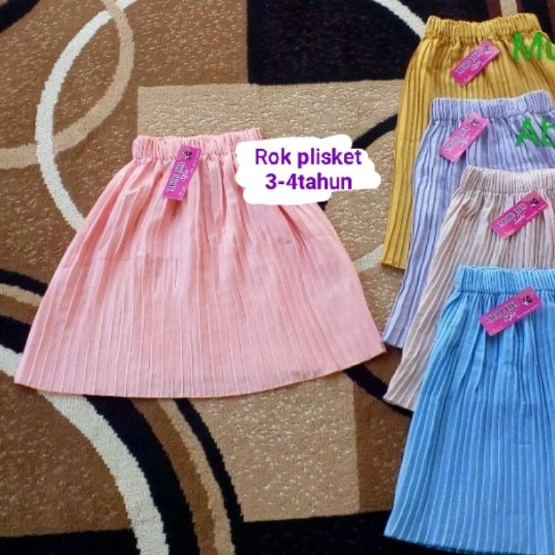 Rok plisket anak 3-4 &amp; 8-10Tahun Size M &amp; XL