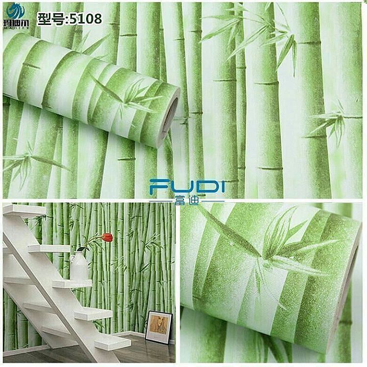 Wallpaper Dinding Stiker Motif Bambu Ukuran 45 cm x 10 meter