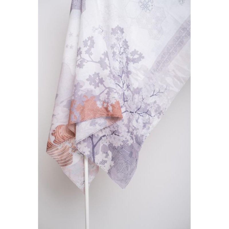 HIJAB SEGI EMPAT / KRISALIA SERIES AQUATIC ASH GREY / VOAL ULTRAFINE / LASER CUT