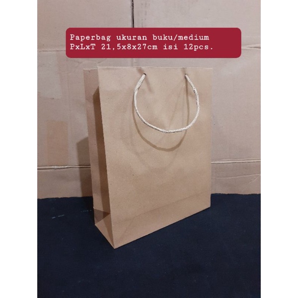 

Paper bag ukuran polio diameter PxLxT ( 25x9x35cm) isi 12pcs