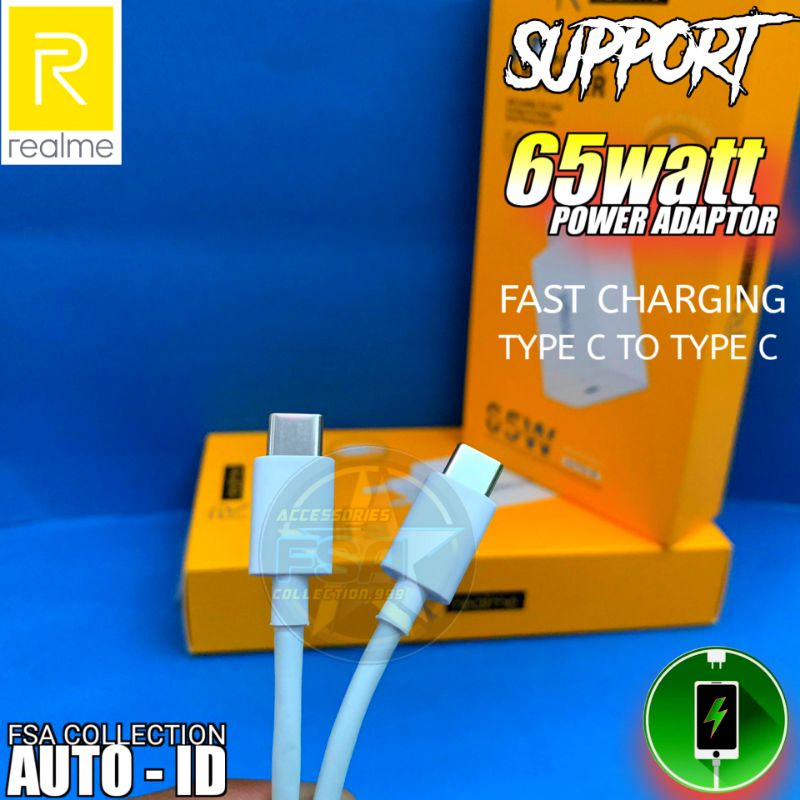 Original Charger Realme 65 watt Type C To C Super Vooc 65W SuperDart Realme X X50 XT X2 7 7i 7 pro 8 pro