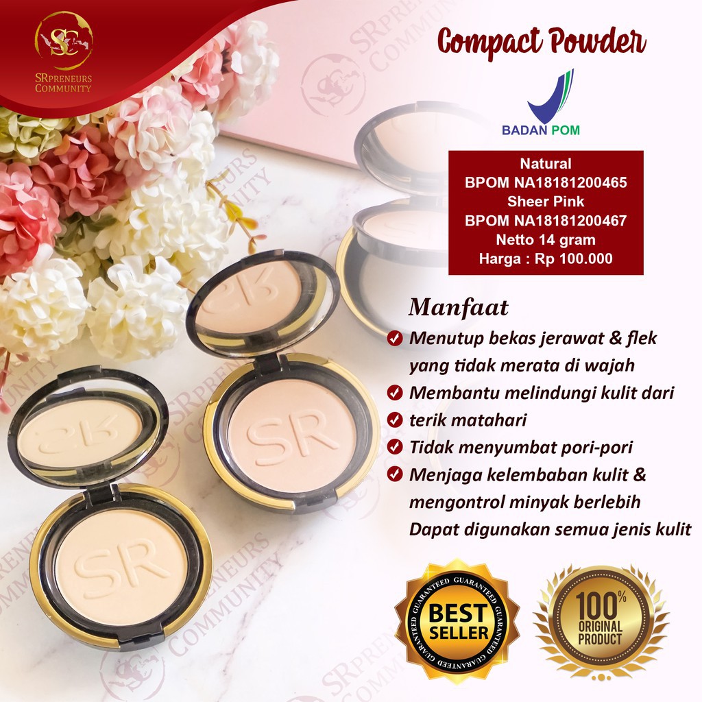 EXCLUSIVE COMPACT POWDER SR12 BPOM AMAN BEDAK PADAT + FOUNDATION +SPF 15