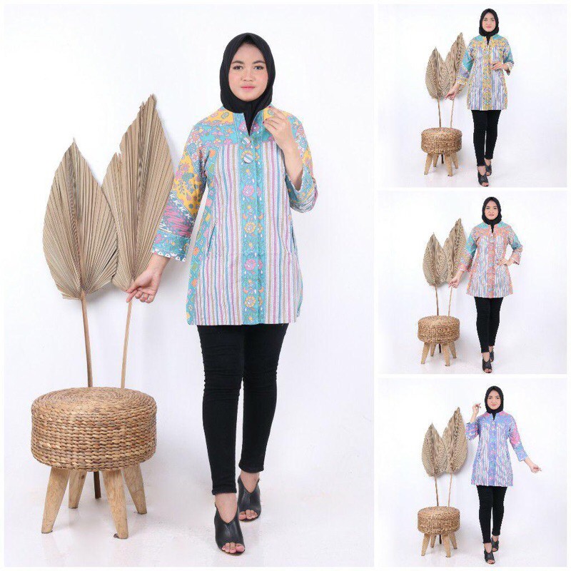 tunik batik wanita motif sinaran salur
