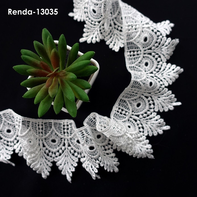 Kain Renda Bordir Giper-Bunga Sedang -13035(L:-/+ 6 cm)Per Yard