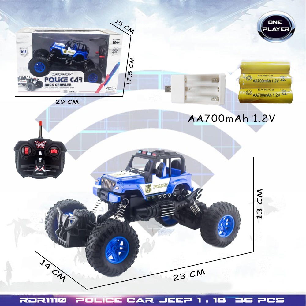 RC Rock Crawler Offroad Jeep Polisi Mobil Remote Control RDR1110