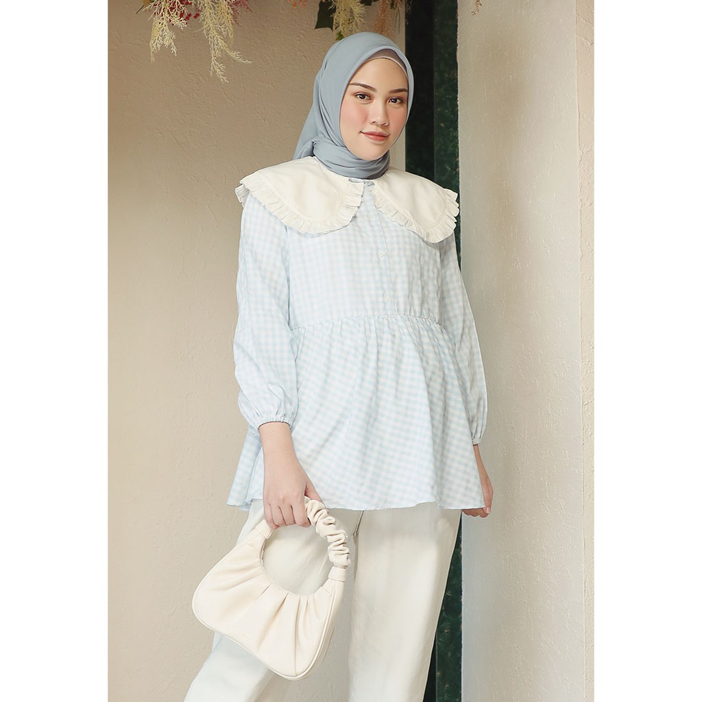 Defect HijabChic Adelline Blue Gingham Top